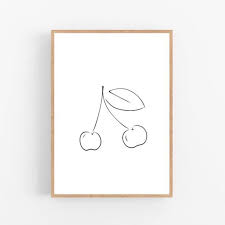 Cherry Line Art Cherry Print Abstract Fruit Wall Decor Etsy In 2021 Kitchen Wall Art Printables Printable Wall Art Minimalist Artwork