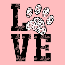 Download Love Dog Paw Print Svg Leopard Print Heart Svg