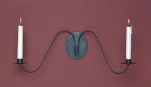 Pair of large statement wall sconces/candle holders. Wrought Iron Candle Wall Sconce Sconces Primitive Antique Lighting