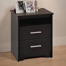 Modern Two Drawer Tall Nightstand With Open Shelf Black With Two Full Sized Drawers Bevelled Edges And Matte Metal Drawer Handles Clear Lac Hutuip 4 In 2019