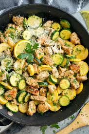 In a medium size skillet over medium high heat add the butter until melted. Skillet Lemon Parmesan Chicken With Zucchini Cooking Classy