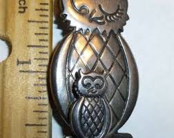 Denmark Sterling Owl Brooch Signed Brammer. Figural Momma Winking Owl and  her Owlet Baby. Vintage Mid-Mod circa 1970s. Great New Mother Gift