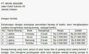 Apabila anda ingin membuat surat pesanan barang, maka anda bisa melihat contoh yang benar berikut ini. Contoh Surat Order Pembelian Barang Elektronik Nusagates