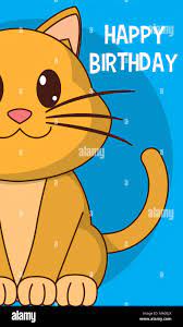 Gato Feliz Cumpleanos Tarjeta Cute Cartoon Ilustracion Vectorial Diseno Grafico Imagen Vector De Stock Alamy