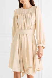 Cream Asymmetric Gathered Cady Dress Chloe Dresses Beautiful Outfits Classic Dress