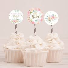 Pink Pastel Floral Baby Shower Cupcake Toppers Template Baby Shower Cupcake Decorations Diy Printable Cupcake Topper Party Cupcake Topper Baby Shower Cupcake Toppers Cupcake Toppers Baby Shower Girl Cupcake Toppers Template