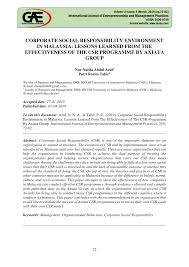 An empirical this theory mentions the companys acceptance form social environment and external constituents. Pdf Corporate Social Responsibility Environment In Malaysia Lessons Learned From The Effectiveness Of The Csr Programme By Axiata Group