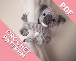 Koala Curtain Tie Back Crochet Pattern Tieback Left Or Etsy Crochet Nursery Crochet Nursery Decor Crochet Patterns