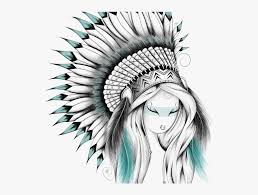 Hand drawn illustration of native american indian headdress with human skull; How To Draw An Indian Headdress Novocom Top