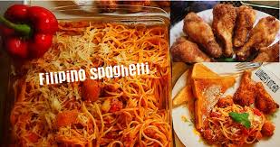 Filipino Style Spaghetti With Patis Fried Chicken Luweeh S Kitchen Fried Chicken Filipino Style Spaghetti Food