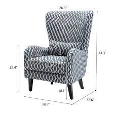 Each chair comes with a removable pure linen slipcover with tailored pleats on all corners. Boyel Living Gabrielle Blue Linen Print Pattern Wingback Armchair With Solid Wood Tapered Legs Wf Hfsn 139a The Home Depot