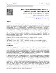 PDF) How captions help people learn languages: A working-memory,  eye-tracking study