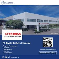 Pt tbina (toyota boshoku indonesia) merupakan perusahaan penanaman modal asing (pma) yang bergerak di bidang otomotif yang memproduksi komponent otomotif untuk kendaraan roda empat. Disnakerja Com Info Lowongan Kerja Indonesia Lowongan Kerja Pt Toyota Boshoku Indonesia Program Pemagangan Produksi Maintenance Logistic Administrasi Kualifikasi Umum Pria Wanita Pendidikan Smk Sederajat Belum Menikah Sehat Jasmani Dan Rohani