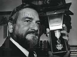 Newly knighted American Sir Jack Holmes displays his medal, 1979 Vintage  Press Photo