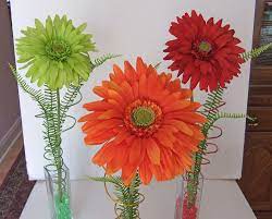 Reserved For Juanita Gerbera Daisy Centerpiece Modern Design Etsy Gerbera Daisy Centerpiece Daisy Flower Arrangements Daisy Wedding Centerpieces