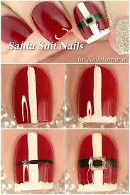 50 Surprisingly Cute Christmas Nail Art Designs Diy Santa Suit Nails For The Holidays And Winter N Nail Art Designs Diy Xmas Nail Art Cute Christmas Nails