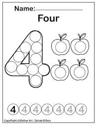 Number Four 4 Dot Marker Coloring Page Activity Dot Marker Activities Dot Markers Kids Learning Numbers
