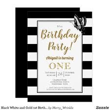 Black And White Birthday Party Invitations Black White And Gold 1st Birthday Party Invitation Zazzle Com Gold Baby Shower Invitations 1st Birthday Party Invitations Birthday Party Invitations
