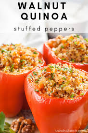 Walnut Quinoa Stuffed Peppers Recipe Stuffed Peppers Quinoa Stuffed Peppers Vegetarian Stuffed Peppers