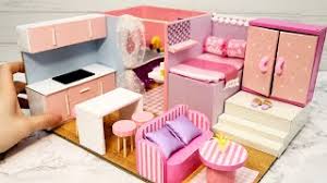 This video is not sponsored. Diy Miniature Cardboard House 18 Bathroom Kitchen Bedroom Living Room For A Family Youtube