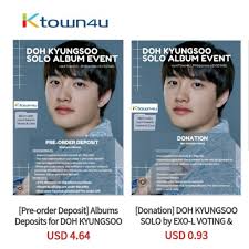 Easy order, safe payment, fast worldwide shipping. Exo L Voting And Streaming Squad On Twitter Doh Kyungsoo Solo Album Pre Order Deposit And Donation Link On Ktown4u Now Open Https T Co 3dc20huurq Pre Order Deposit Benefits 41 Discount Ktown4u Official Pob