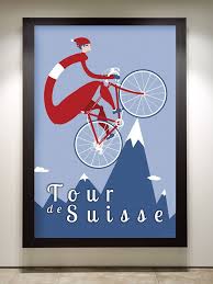Tour De Suisse Bicycle Print By Michael Valenti Cycling Posters Tour De France Poster Bicycle Print