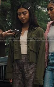 Alex S Green Cropped Utility Jacket On Light As A Feather Feather Outfit Cropped Jacket Outfit Green Jacket Outfit