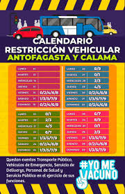 La restricción vehicular está vigente de las 5:00 a las 22:00 horas en la ciudad de méxico, estado de méxico, tlaxcala, puebla, hidalgo y morelos. Calendario De Restriccion Vehicular Que Comenzara A Regir Este Viernes En Antofagasta Y Calama