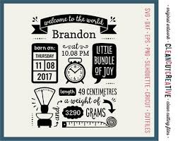 Download Metric Birth Announcement Stencil Svg Birth Stats Template Svg Etsy