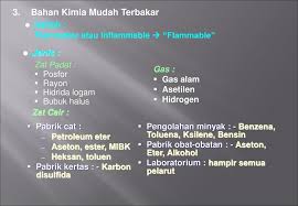Istilah lain dari zat terbang mudah terbakar adalah: Jenis Dan Komunikasi Bahaya Bahan Bahan Kimia Berbahaya Ppt Download