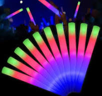50 Pack Light-Up Foam Sticks LED Rally Rave Cheer Tube Soft Glow Baton Wands