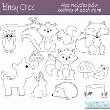 Black And White Cute Black And White Fox Clipart Woodland Animals Clipart Commercial Use With Black And White Outlines Animal Outline Animal Clipart Animal Coloring Pages