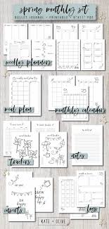 Bullet Journal Printable Planner Inserts Set Spring Theme Etsy Bullet Journal Print Planner Inserts Printable Journal Printables