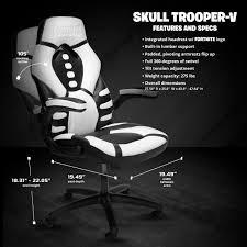 So what gaming chairs are the top youtubers and streamers using in 2019? Fortnite Skull Trooper V Gaming Chair Respawn Reclining Ergonomic Chair Trooper 01 Walmart Com Walmart Com