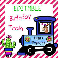Editable Llama Theme Birthday Train Llama Express Classroom Birthday Happy Birthday Tag Birthday Tags
