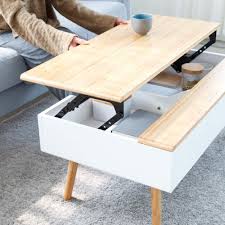 Bamboo Modern White Lift Top Coffee Table With Images Table Decor Living Room