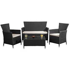 Thompson Morgan Garden Rattan Furniture Set 4 Piece Outdoor Table Chairs With Machine Washabl Rattan Furniture Set Luxury Garden Furniture Rattan Furniture