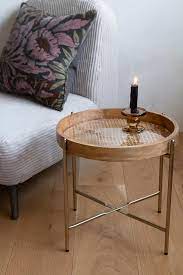 Natural Wooden Rattan Side Table Oturma Odasi Fikirleri Dekor Mobilya