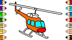 Helicopter Coloring And Drawing Learn Colors For Kids Colors For Kid Coloring For Kids Learning Colors Art Drawings Simple Draw in parallel lines for skids below the cockpit, 2 triangles for the tail, and a cylinder on top of the trapezoid for the. helicopter coloring and drawing learn