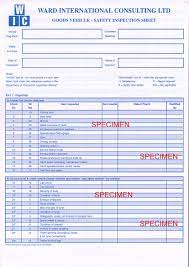 What are truck inspection checklists. Goods Vehicle Inspection Pad Ward International Consulting Ltd