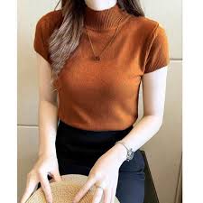 Baju batik tak hanya bisa digunakan pada acara formal. Sistaque Atasan Rajut Wanita Turtleneck Kerah Tinggi Lengan Pendek Lazada Indonesia