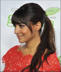 Hannah Simone Bangs Ponytail