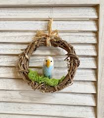 MINI 6” Natural Vine Wreath With Needle Felted Bird, 6 Inches Wreath,  Natural Wall Decorations
