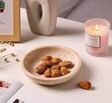 Amazon.com: Bandeja de joyería de travertino natural de 5.5 pulgadas para  mujeres, plato de mármol para pendientes de llave, mesita de noche, día de  ...