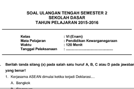 Soal Ujian Sekolah Kelas 6 Pkn Ilmusosial Id