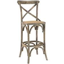Chunky farmhouse bar stools and only $7 each?! Modway Gear Rustic Farmhouse Elm Wood Rattan Bar Stool In Gray Fully Assembled Amazon In Furniture