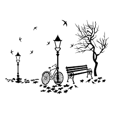 Art Drawing Easy Black And White Wall Painting Vinilo Paisaje Otonal Stencil Art Silhouette Art Wall Drawing