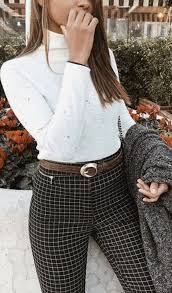 Black And White Checkered Pants Outfit White Turtleneck Checkered Pants Clothes Fashion Stylish Outfits
