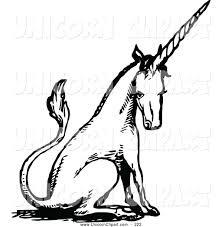 Black And White Unicorn Clipart Fantasy Vector Clip Art Of A Black And White Sitting Unicorn By Prawny Vintage 222 Clip Art Black And White Unicorn Images