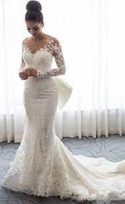 Get the best deals on lace wedding dress with straps and save up to 70% off at poshmark now! Mermaid Wedding Dresses Sheer Neck Long Sleeves Illusion Mermaid W Long Sleeve Wedding Dress Lace Mermaid Lace Wedding Dress With Sleeves Sheer Wedding Dress